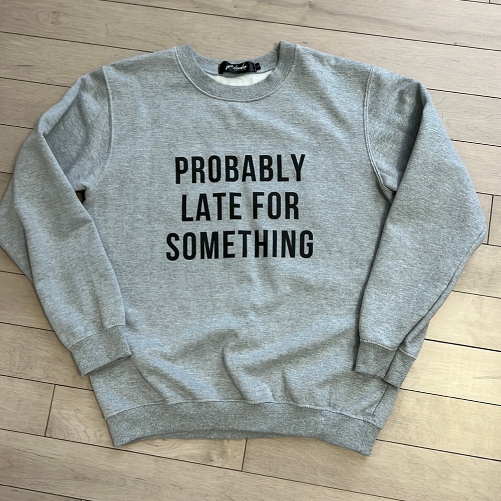 BLONDIE label “Probably late for something” crew neck sweater